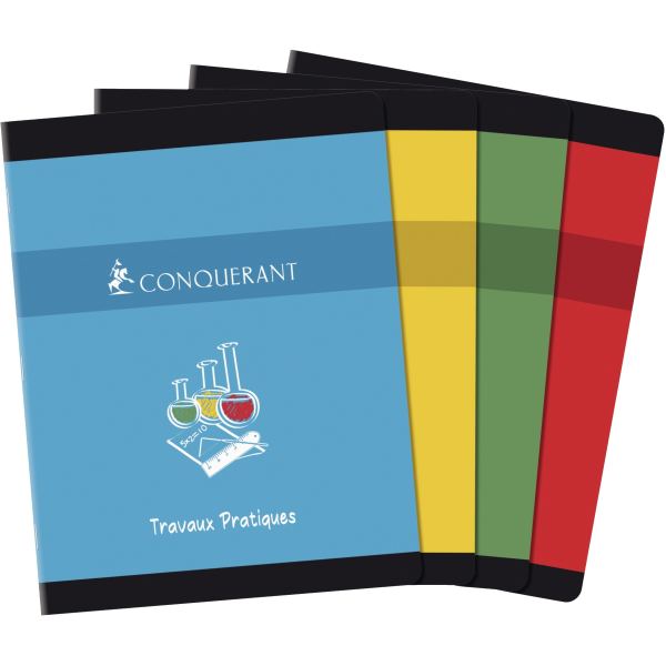 Cahier travaux pratiques CONQUERANT, piqûre 48 pages seyès/uni, format 17x22 cm — Non classé