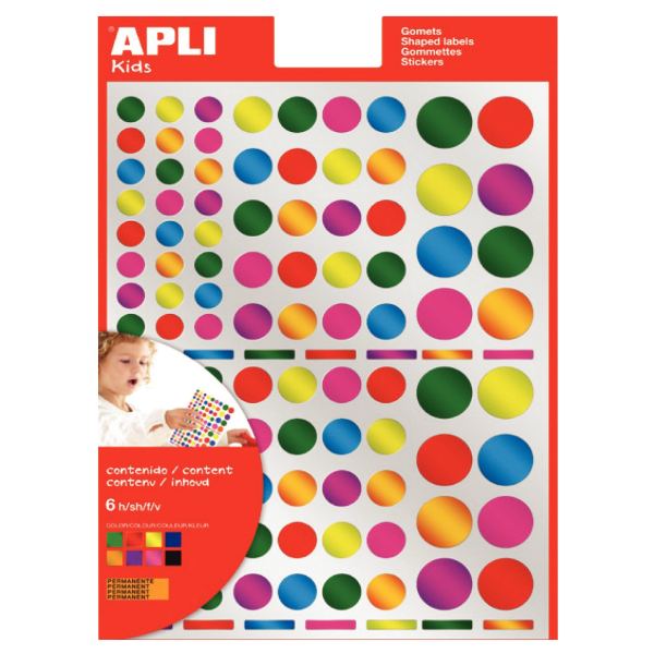 APLI kids Gommettes "Rond" couleurs métallisées, assorti — Etiquettes scolaires
