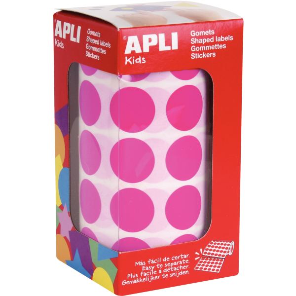 Rouleau de gommettes rondes 20 mm fushia, APLI kids — TRAVAUX MANUELS