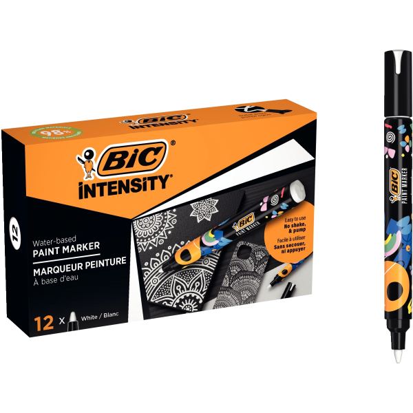BIC Marqueur permanent Intensity, pointe ogive, blanc — Marqueurs permanents & non permanents
