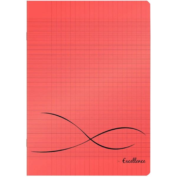 Piqûre 48 pages EXCELLENCE, format 17x22 cm, papier blanc 90g, seyès, couverture polypropylène rouge — CAHIERS ET DERIVES…