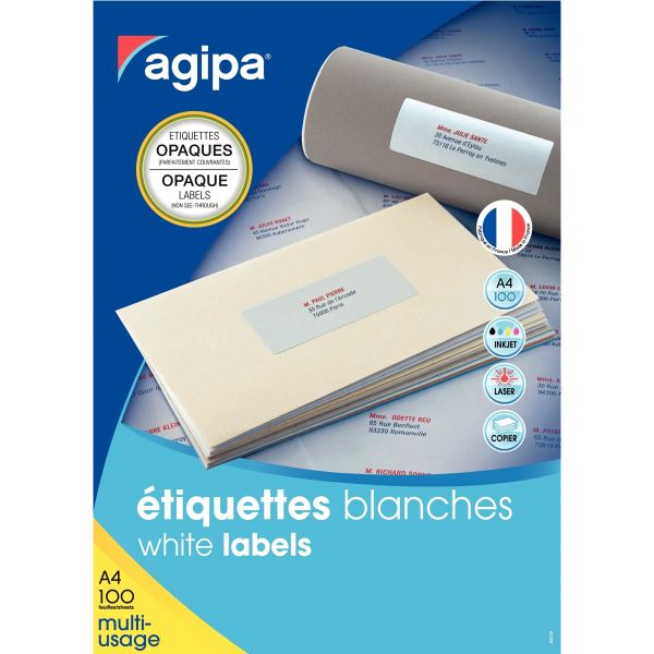 Boîte de 400 étiquettes multi-usage blanc opaque 99,1 x 139, N.C — COURRIER ET EXPEDITION
