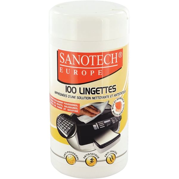 Boite de 100 lingettes nettoyantes multisurfaces, SANOTECH — INFORMATIQUE
