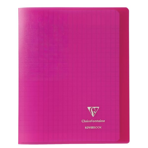 Piqûre 96 pages KOVERBOOK, format 17x22 cm, seyès 90g, couverture polypropylène rose — CAHIERS ET DERIVES DE PAPIER