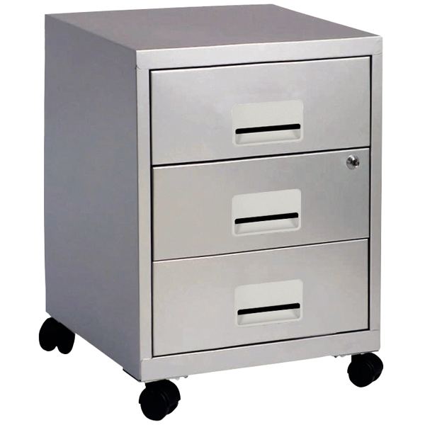 Caisson mobile économique en métal 3 tiroirs Aluminium, N.C — MOBILIER
