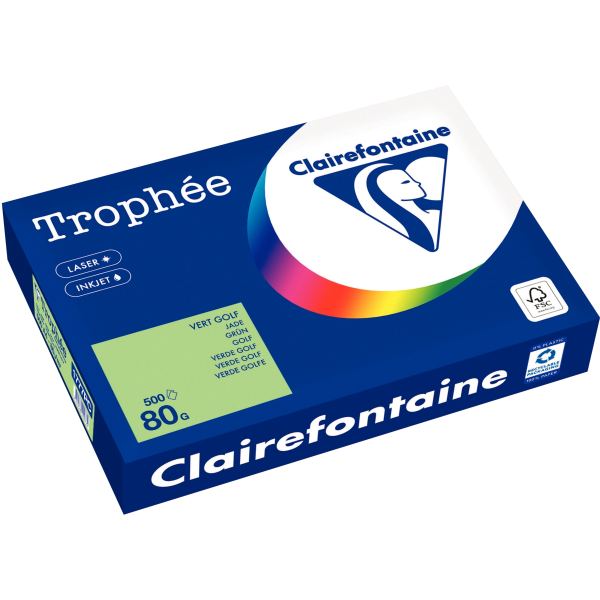 Ramette de 500 feuilles format A4 80g vert golf CLAIREFONTAI, TROPHEE — Papiers