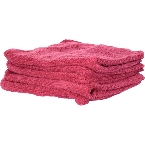 Paquet de 5 chiffons microfibres 280g 40x40 cm rouge, N.C — SERVICES GENERAUX