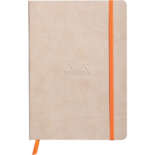 Carnet 160 pages RHODIARAMA format A5, dot (pointillés), couverture souple en simili cuir, beige — Non classé