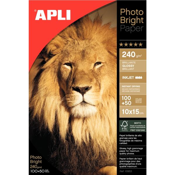 Boite 150 feuilles APLI 10x15 cm brillant 240g, N.C — Papiers