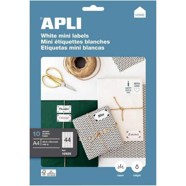 Pochette de 440 étiquettes multi-usages blanches 48,5x25,4mm, N.C — COURRIER ET EXPEDITION