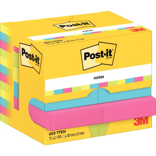 Post-it Bloc-note adhésif, 51 x 38 mm, Energetic Collection — Notes adhésives & distributeurs