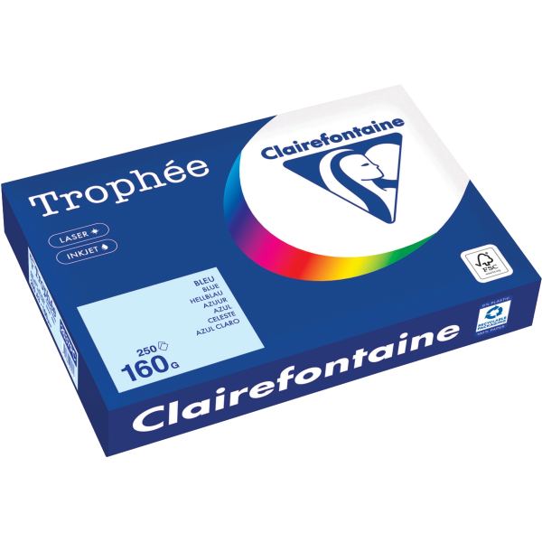 Paquet de 250 feuilles format A3 160g bleu CLAIREFONTAINE, TROPHEE — Papiers