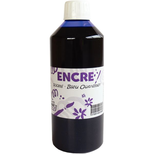 Flacon 500 ml d'encre à dessiner, coloris bleu outremer, N.C — DESSIN SCOLAIRE ET PROFESSIONNEL