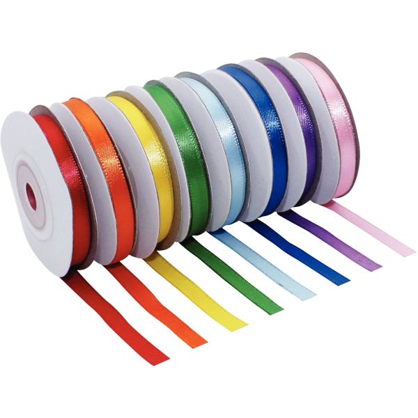 Lot de 8 rubans en satin dimensions 6 mm x 10 m coloris asso, N.C — TRAVAUX MANUELS