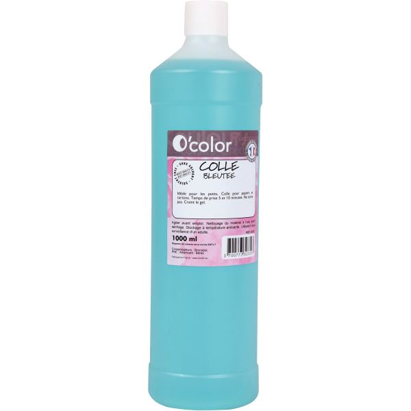 Flacon de colle 1L bleutée, O'COLOR — Petit matériel bureau et école
