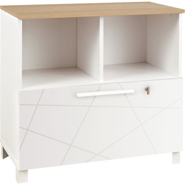 Rangement bas 2 cases 1 tiroir Sunday L80 xH79 xP42 cm blanc gr, N.C — MOBILIER