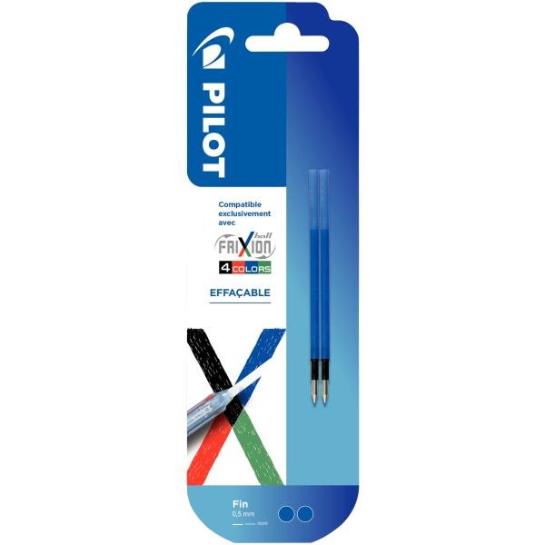 PILOT Mine de rechange FRIXION 4 COLORS, blister de 2, bleu — Stylos roller