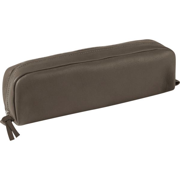 Trousse rectangle cuir gris 21 cm, N.C — Écrire et corriger