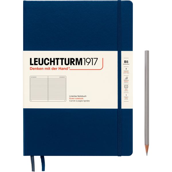 Carnet 219 pages LEUCHTTURM 1917 format B5, ligné, marine, LEUCHTTURM1917 — Cahiers et dérivés de papier