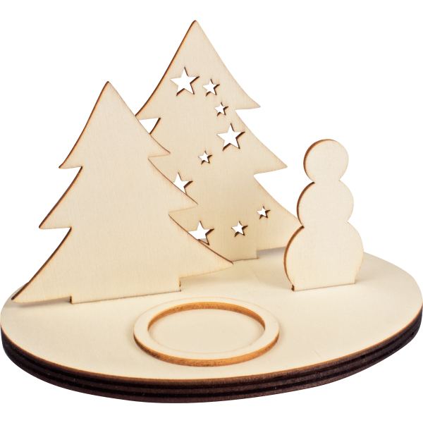 Bougeoir scène de Noël en bois, N.C — TRAVAUX MANUELS