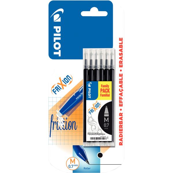 Blister de 6 recharges Frixion pointe moyenne noires — Cartouches & toners
