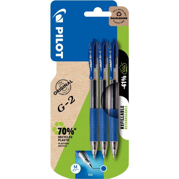Blister de 3 stylos G2 bleus, G-2 — Écrire et corriger