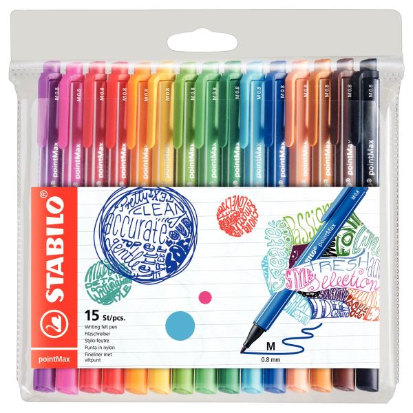 Pochette de 15 feutres Pointmax assortis — Classement & archivage
