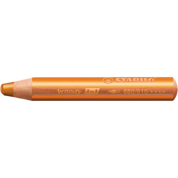 STABILO Crayon multi-talents woody 3 en 1, rond, or — Crayons à la cire & craies gel