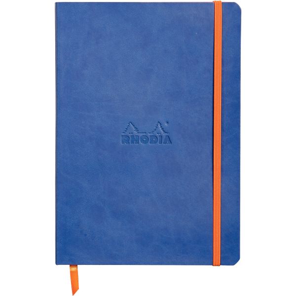 Carnet 160 pages RHODIARAMA format A5, dot (pointillés), couverture simili cuir, bleu saphir — CAHIERS ET DERIVES DE PAPIER