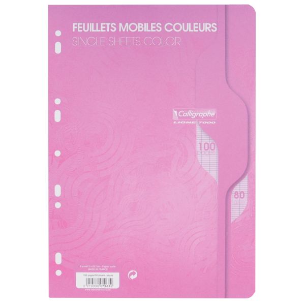 Sachet de 50 feuillets mobiles, format A4, seyès, papier 80g, Calligraphe — Classement