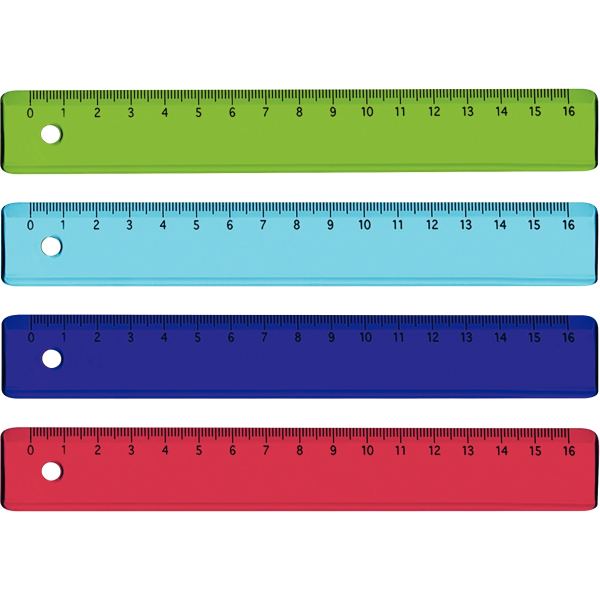 Lot de 36 règles en plastique 16 cm coloris assortis, N.C — Petit matériel bureau et école