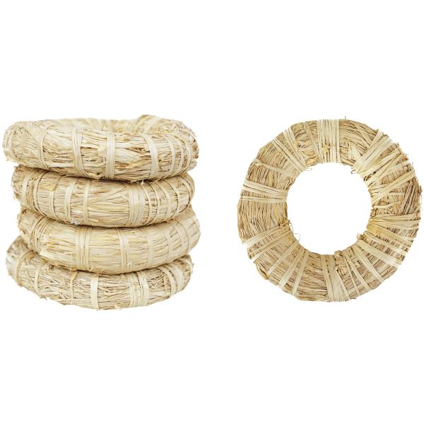 Lot de 5 couronnes en raphia, diamètre 20 cm, N.C — TRAVAUX MANUELS