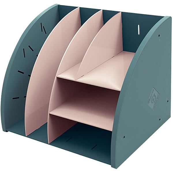 Organiseur de bureau 6 compartiments bleu pacifique et nude, SKANDI — EQUIPEMENT CLASSE ET BUREAU
