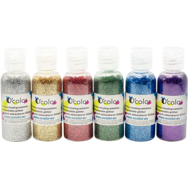Shaker de paillettes biodégradables 6x22 grammes coloris asso, N.C — TRAVAUX MANUELS