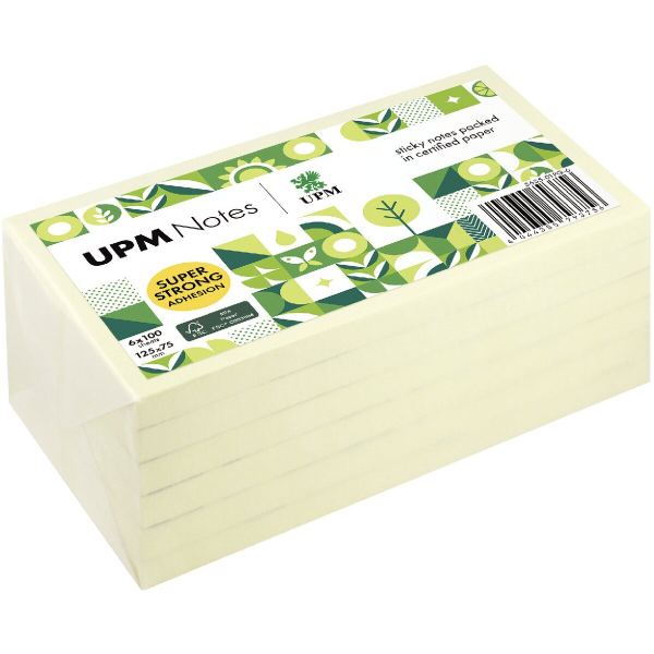 Lot de 6 blocs repositionnables 75x125 mm. Coloris jaune, N.C — CAHIERS ET DERIVES DE PAPIER