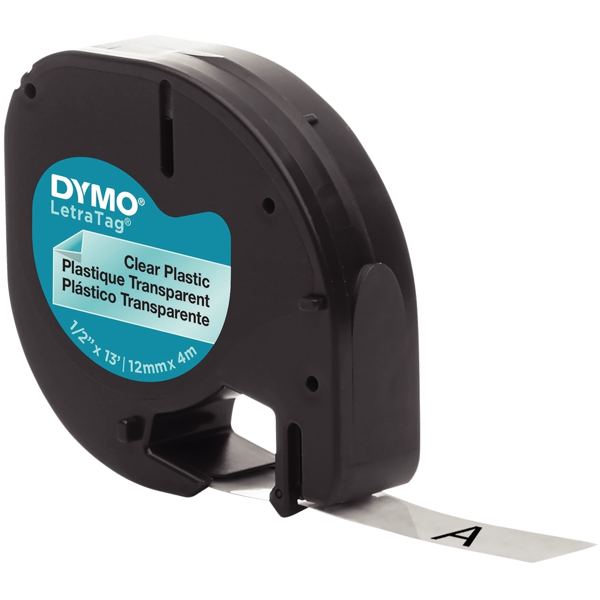 DYMO Ruban d'étiquette LetraTag, plastique, 12 mm x 4 m — Titreuses & accessoires