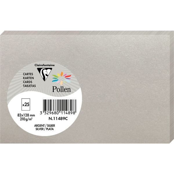 Pollen by Clairefontaine Carte 82 x 128 mm, argent — Cartes de voeux à faire soi-même