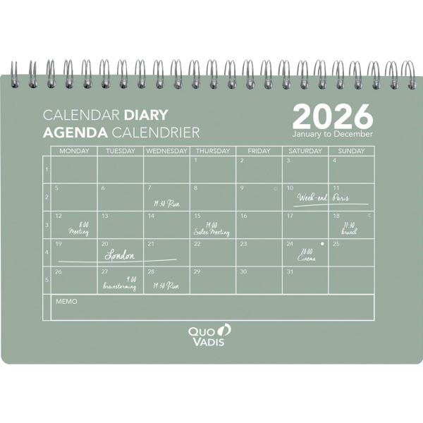 Calendrier mensuel Oslo 15.5x23.8 vert, N.C — Cahiers et dérivés de papier
