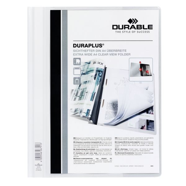 DURABLE Chemise à lamelle DURAPLUS, A4, blanc — Chemises à lamelle