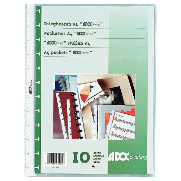 Paquet de 10 pochettes amovibles pour protège-documents ADOC, ADOC SYSTEM — Classement