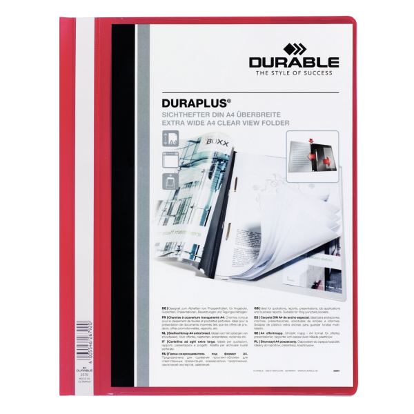 DURABLE Chemise à lamelle DURAPLUS, A4, rouge — Chemises à lamelle