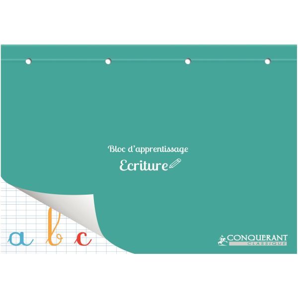 Bloc d'apprentissage pour l'écriture, double ligne 3 mm, CONQUERANT CLASSIQUE — CAHIERS ET DERIVES DE PAPIER