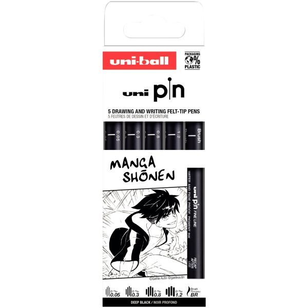 uni-ball Feutre technique PIN "Manga Shonen" PF, set de 5 — Stylos feutre