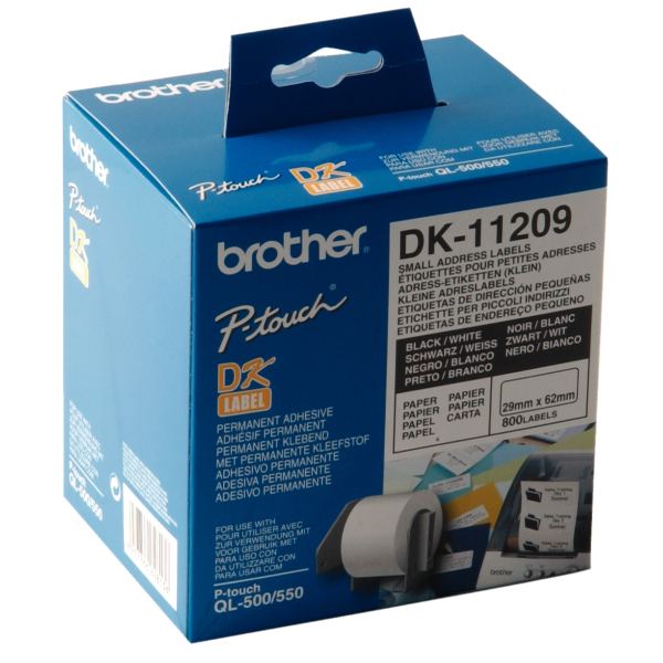 BROTHER P-TOUCH DK-11209 die-cut adress label small 29x62mm 800 labels — Imprimantes d'étiquettes & consommables