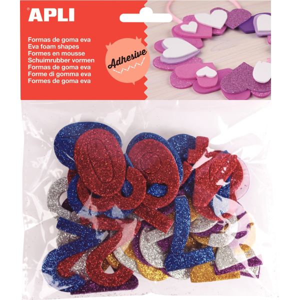 Sachet de 50 chiffres en mousse adhésive pailletée, N.C — Travaux manuels