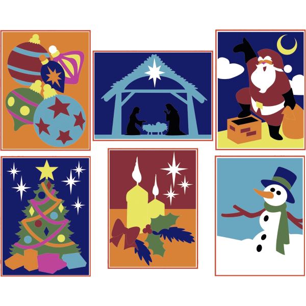 Lot de 6 cartes adhésives noel à décorer, N.C — TRAVAUX MANUELS