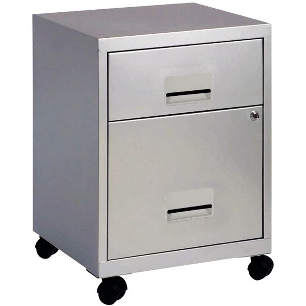 Caisson mobile économique en métal 2 tiroirs Aluminium, N.C — MOBILIER