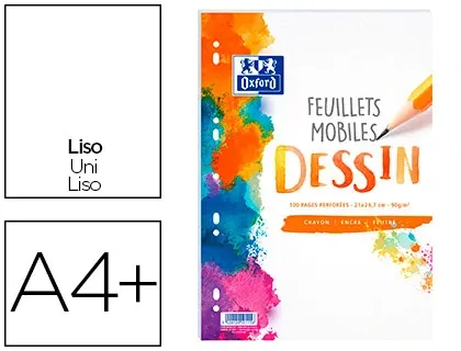 Feuillet mobile oxford a4 210x297mm 100 pages 90gr réglure dessin perforé sous film — Non classé
