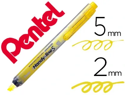 Surligneur pentel handy line s rétractable rechargeable pointe biseautée 1/3.6mm corps fin encre jaune — Non classé