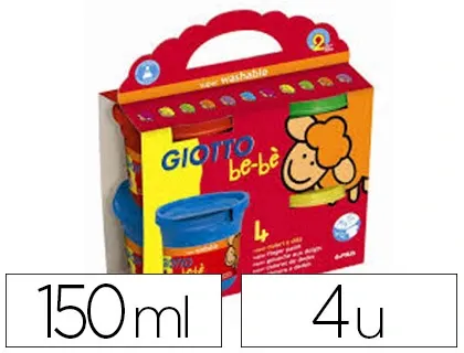 Gouache doigt giotto be-bè coloris brillants assortis base eau pot 150ml set 4 unités — Non classé